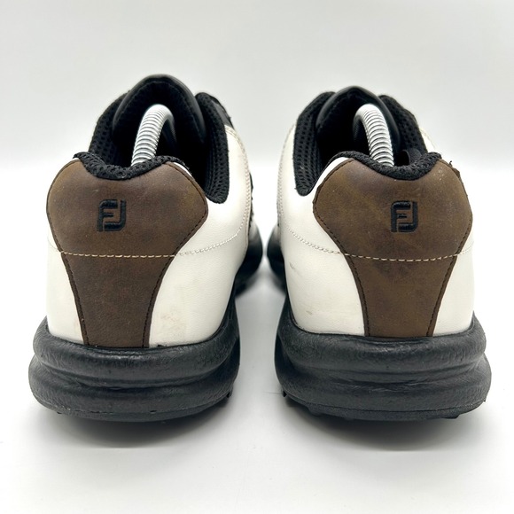 FootJoy GreenJoy Golf Shoes Mens 10.5 M White Brown Golf Spiked Waterproof 45516 - Picture 7 of 12